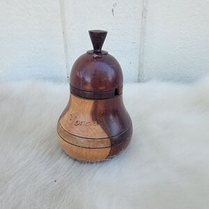 Vintage Wooden Pear Condiment Salt Cellar- Fruit Box
